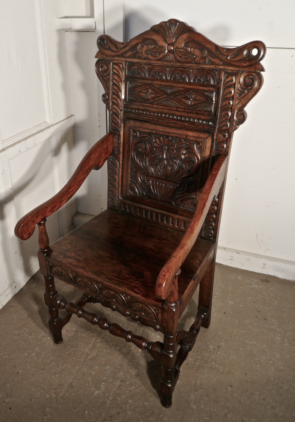 17th Century Carved Oak Wainscot Chair127 View II