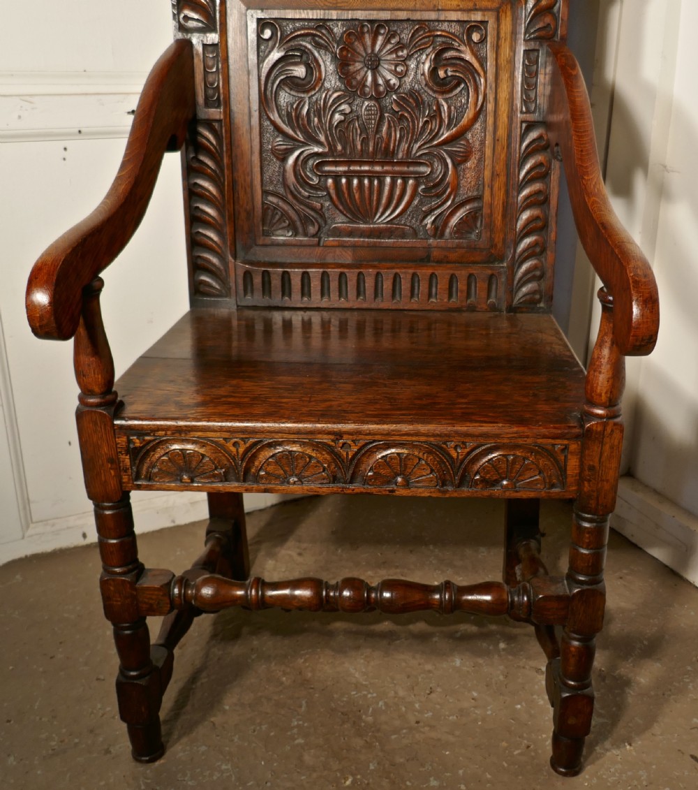 17th Century Carved Oak Wainscot Chair127 View VI