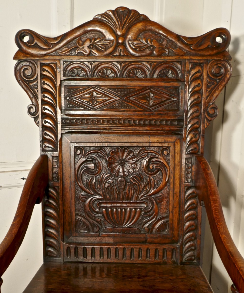 17th Century Carved Oak Wainscot Chair127 View VII