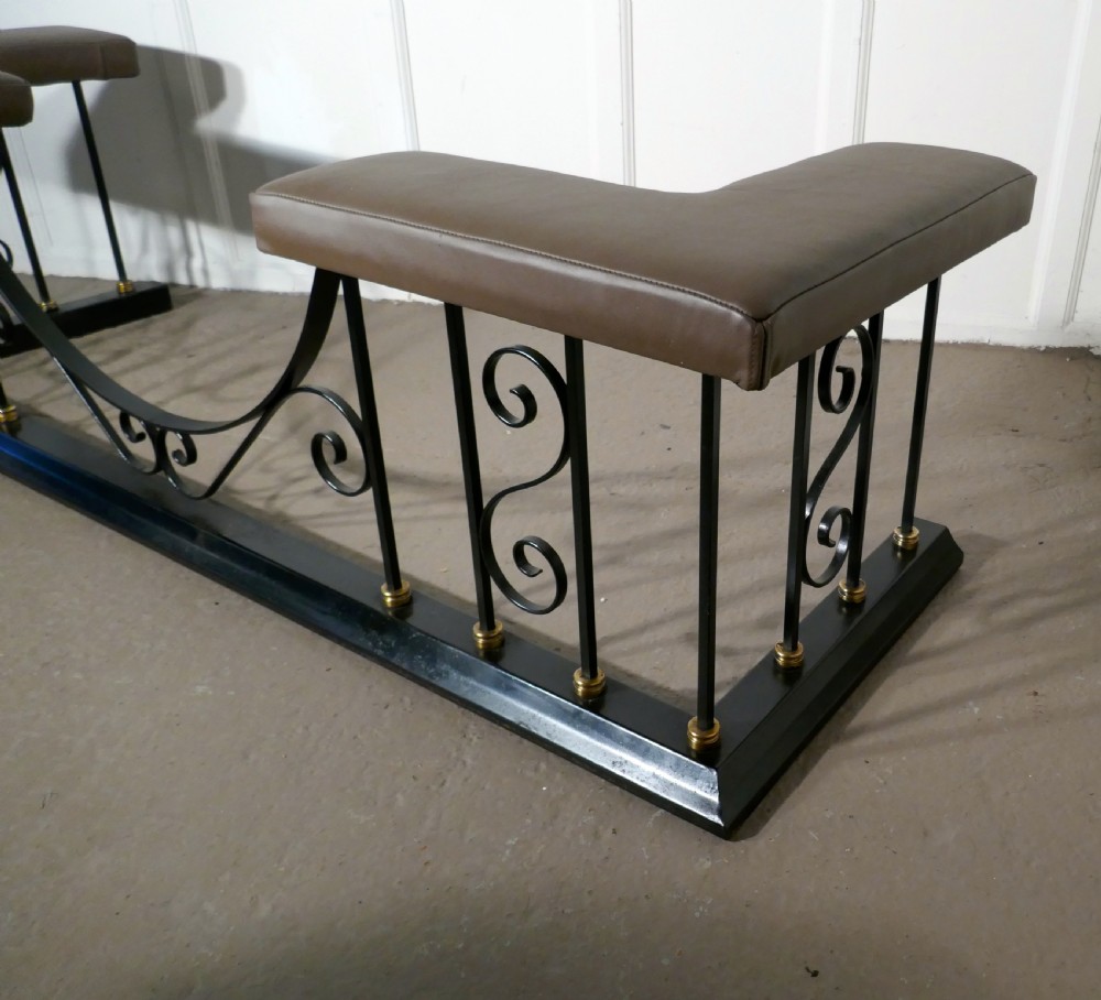 Large Decorative Wrought Iron and Leather Club Fender View IV