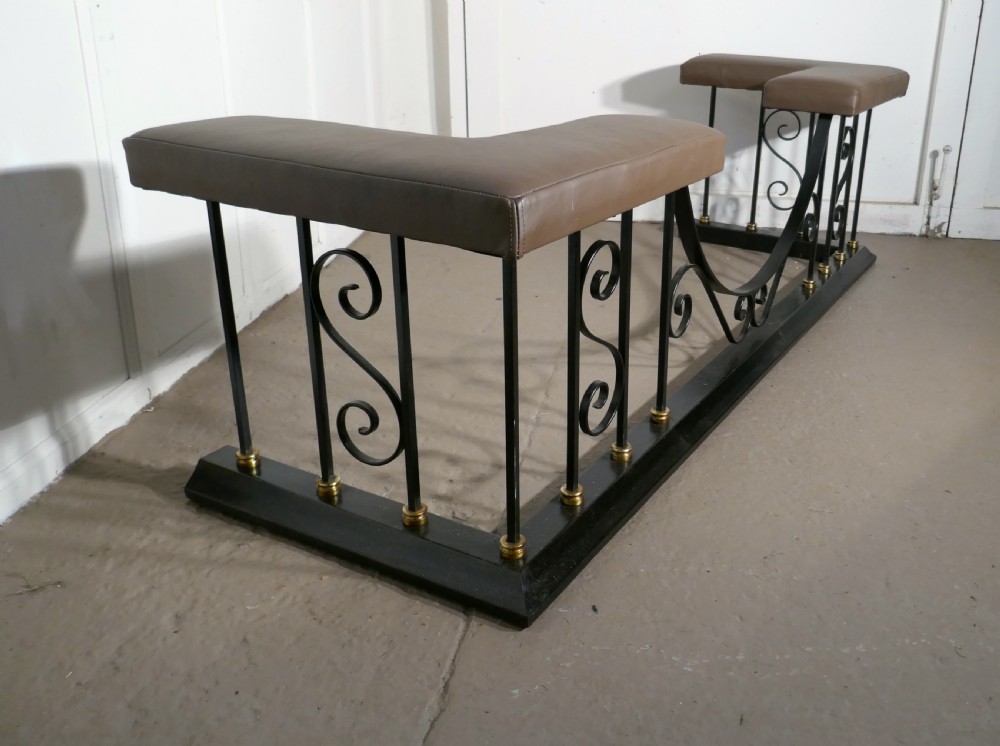 Large Decorative Wrought Iron and Leather Club Fender View V