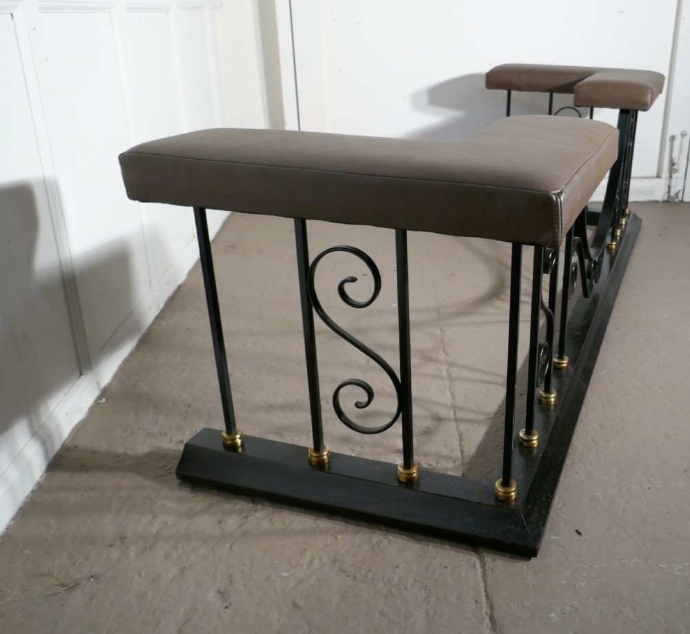 Large Decorative Wrought Iron and Leather Club Fender View VI