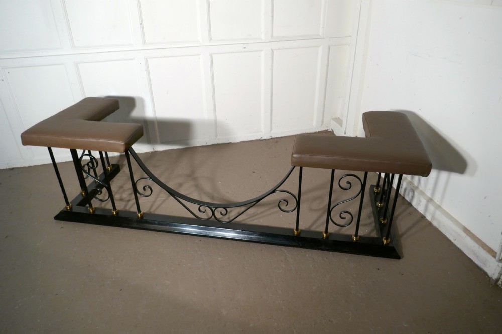 Large Decorative Wrought Iron and Leather Club Fender View VII