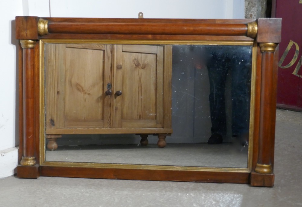 Regency Style Mahogany and Gilt Over Mantle Mirror
