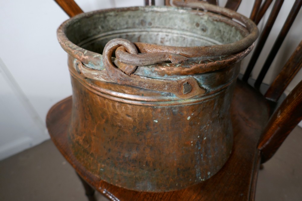 Early 19th Century Beaten Copper Cooking Pot, Cauldron  View II