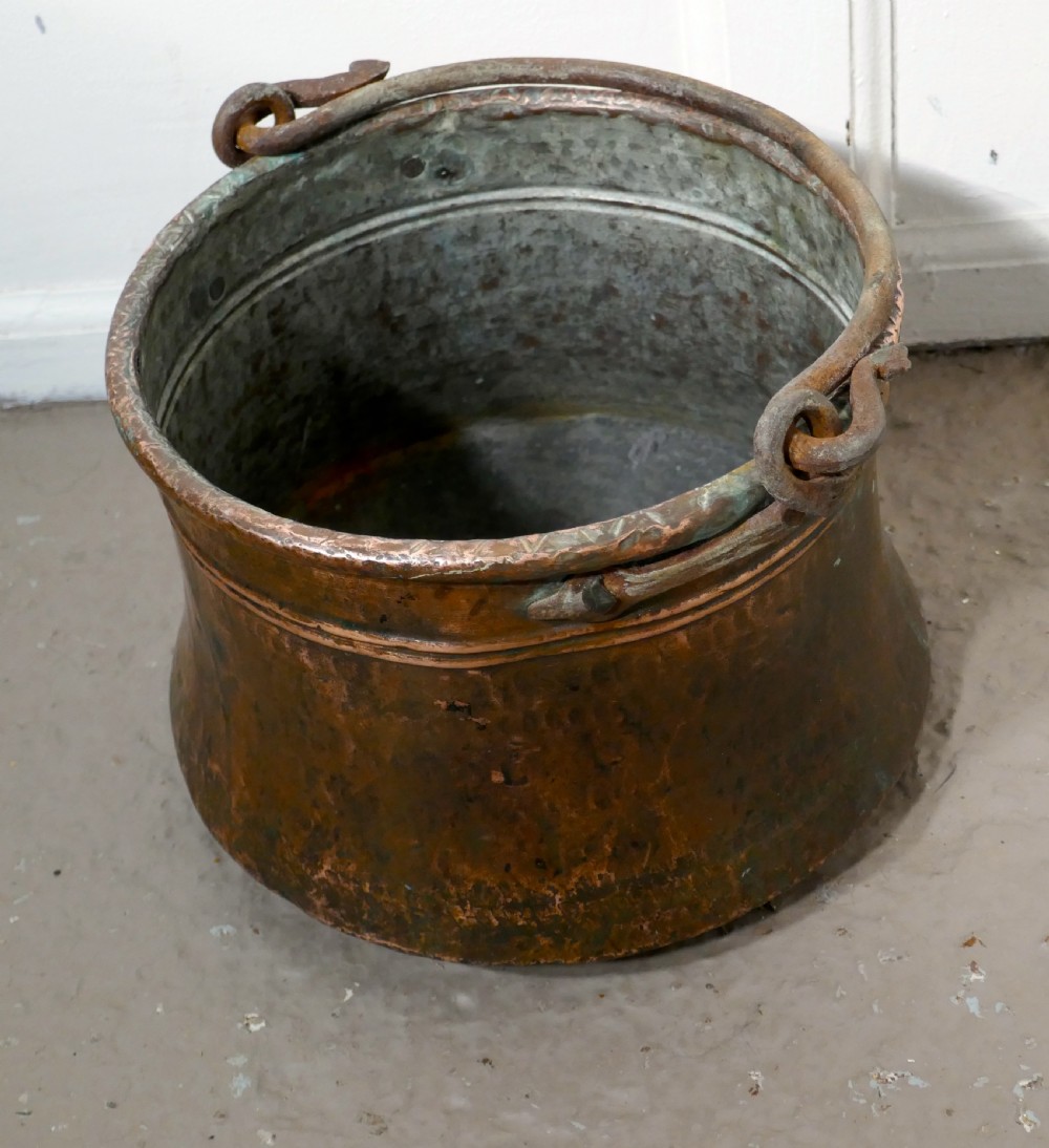 Early 19th Century Beaten Copper Cooking Pot, Cauldron  View V