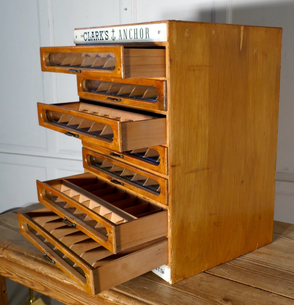 Clark’s Anchor Cotton Haberdashery Advertising Drawers Cabinet View II