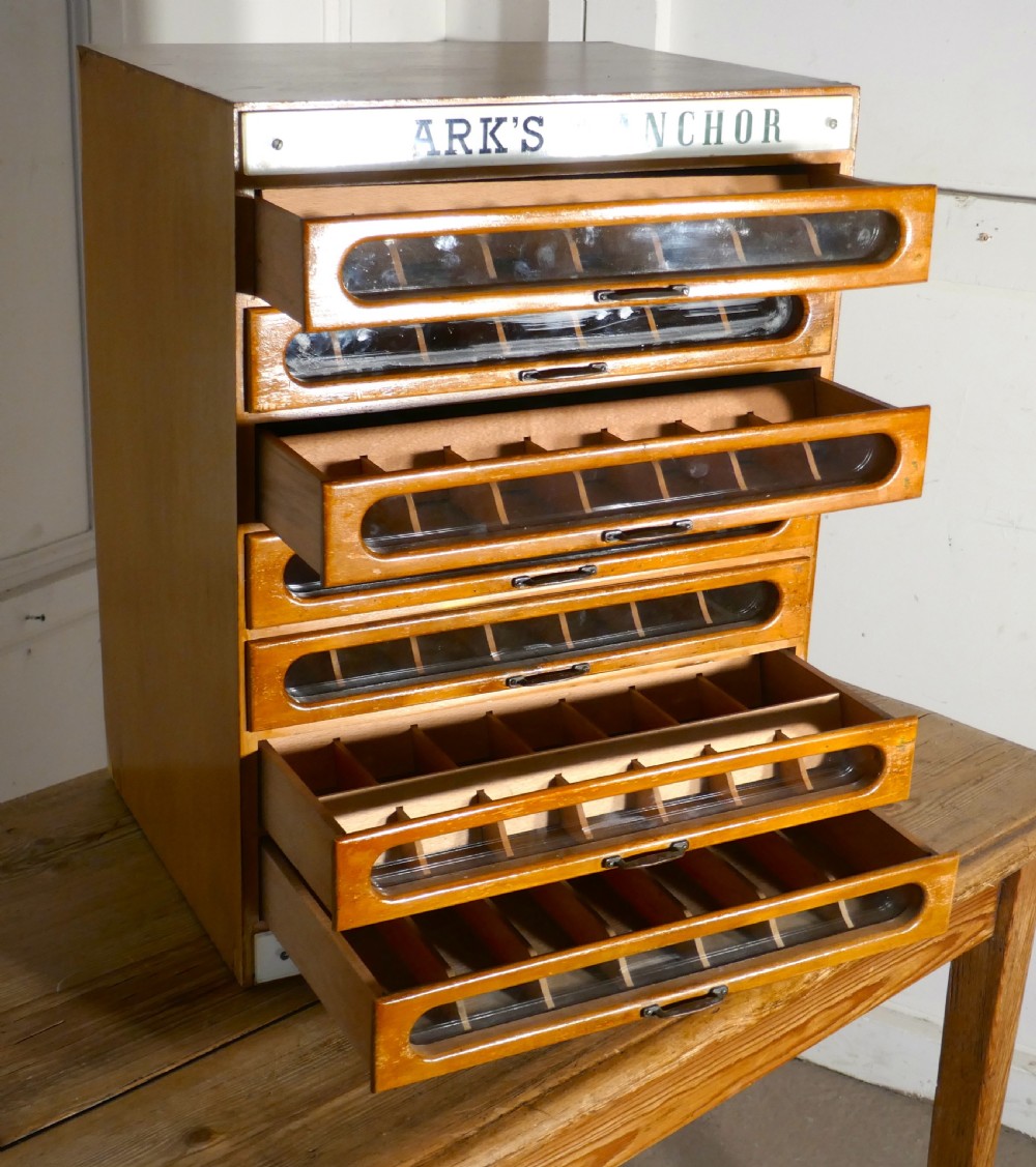 Clark’s Anchor Cotton Haberdashery Advertising Drawers Cabinet View IV