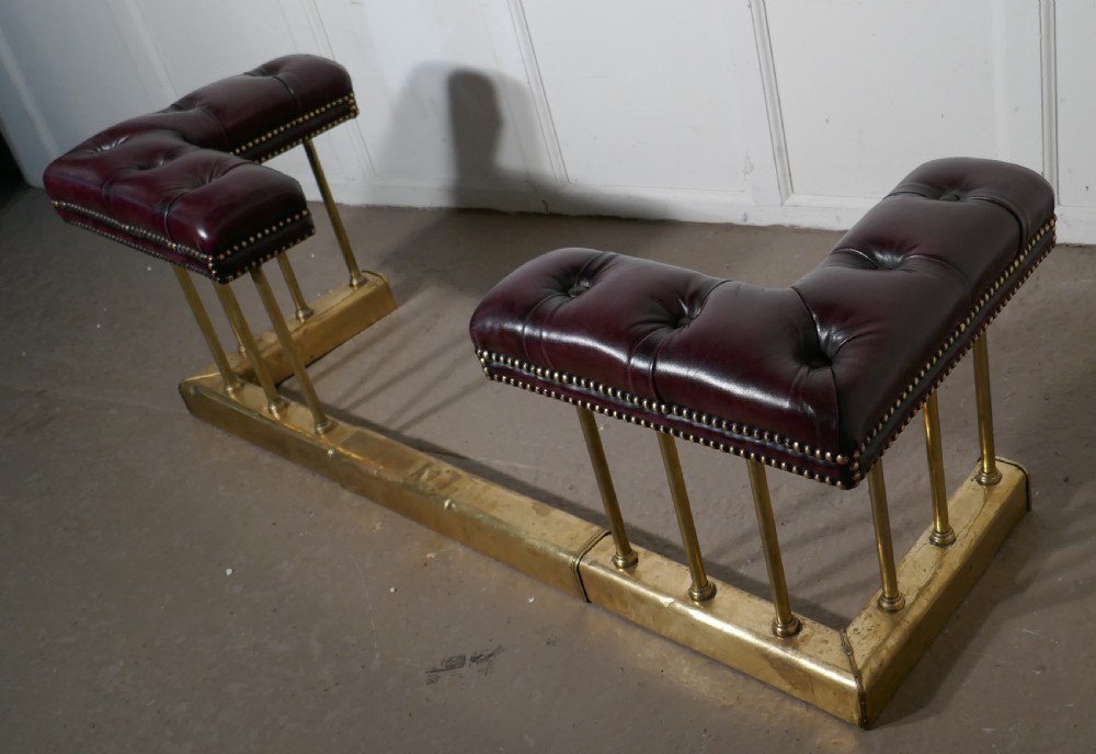A Lovely Old Adjustable Brass and Leather Club Fender View II