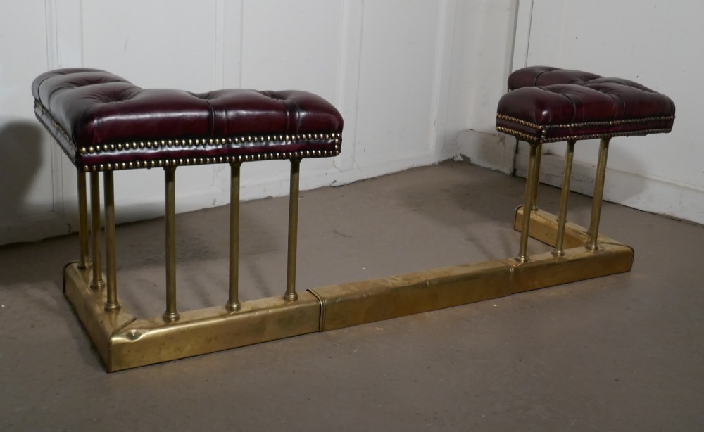 A Lovely Old Adjustable Brass and Leather Club Fender View VI