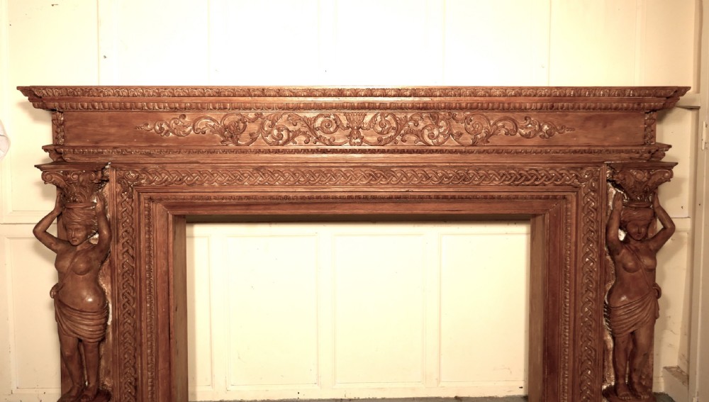 Large 19th Century Adams Style Carved Fire Place View IX