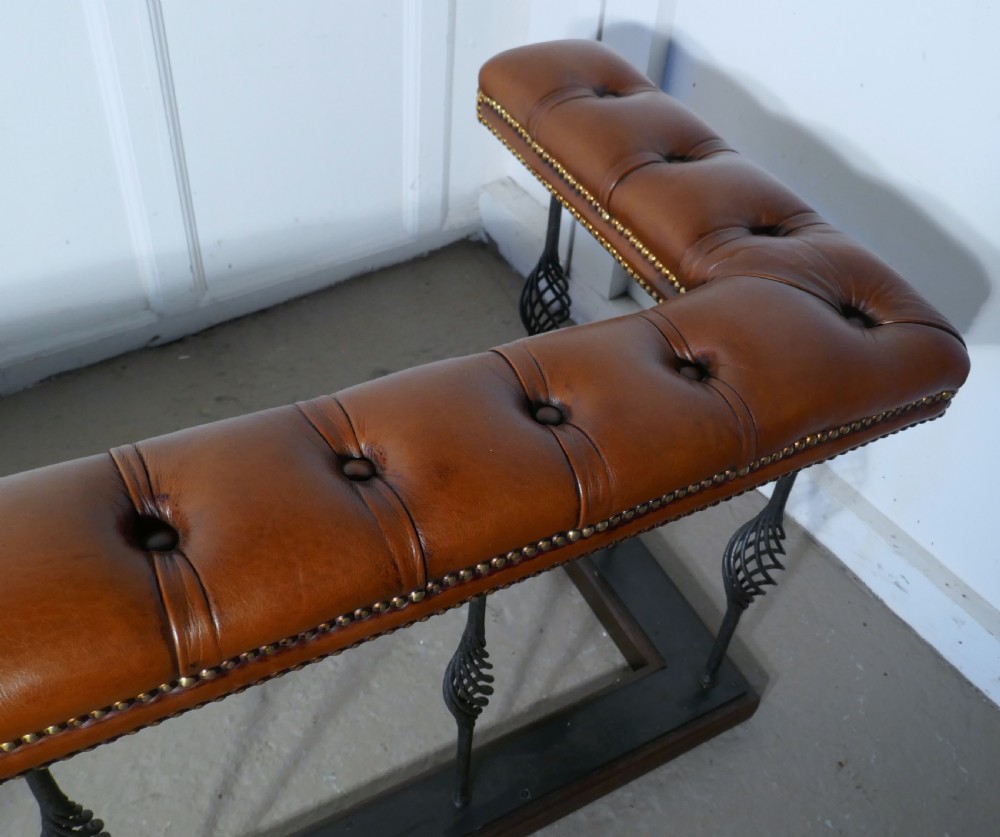 A Large Wrought Iron and Leather Club View IV