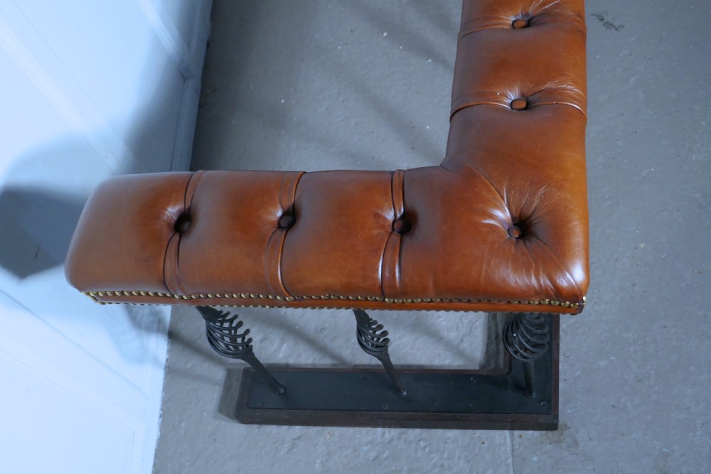A Large Wrought Iron and Leather Club View VI