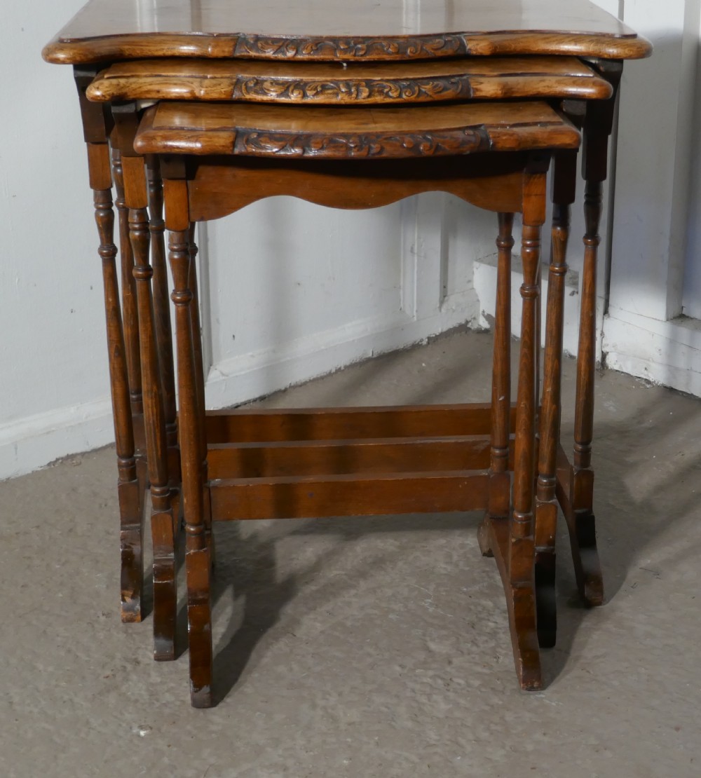 Decorative Burr Walnut Nest of Three Tables View VIII