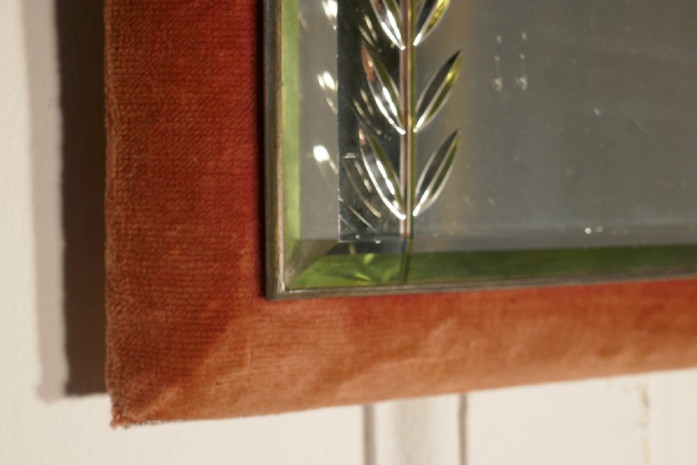 Charming, Victorian Pink Velvet Boudoir Wall Mirror View III