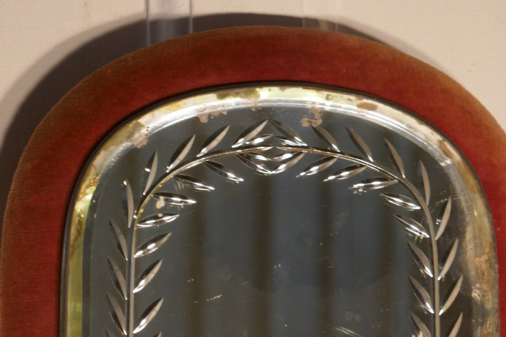 Charming, Victorian Pink Velvet Boudoir Wall Mirror View V