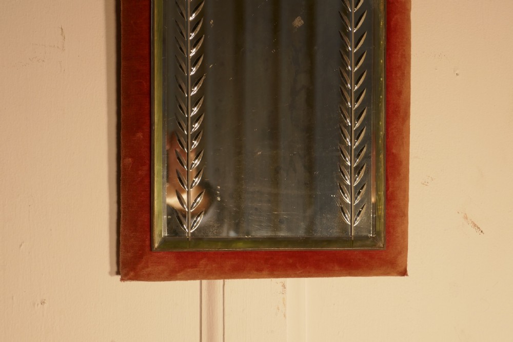 Charming, Victorian Pink Velvet Boudoir Wall Mirror View VI