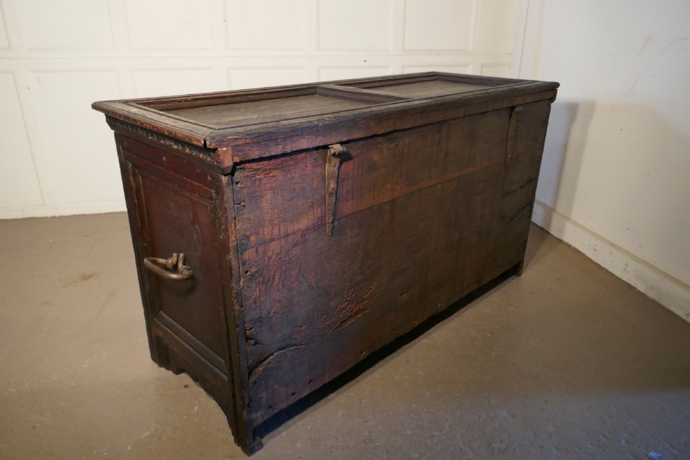 Large 18th Century Carved Oak Cassone, Marriage Chest  View V