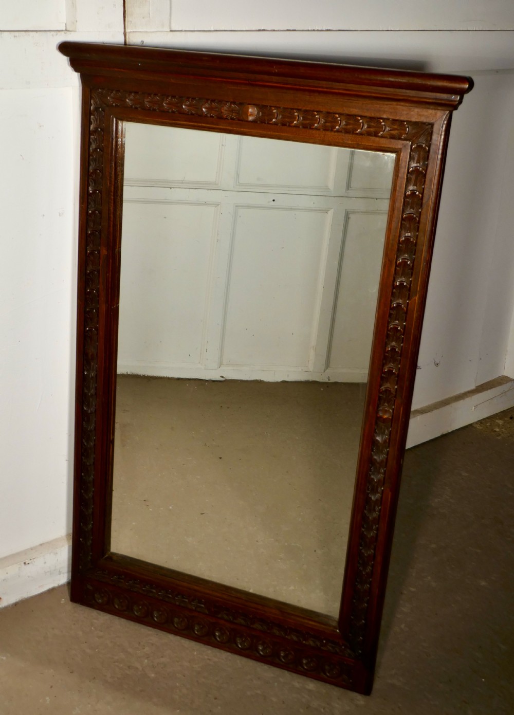  Large Breton Carved Chestnut Wall Mirror View VI