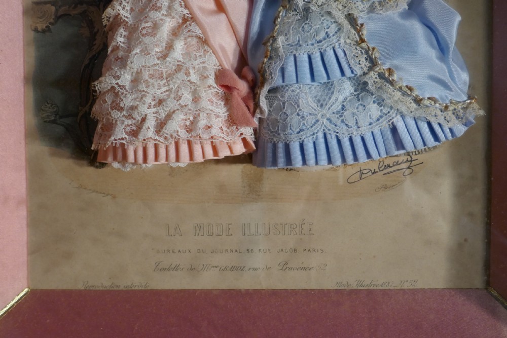 19th Century French Appliqué Framed Fashion Salesman Samples View III