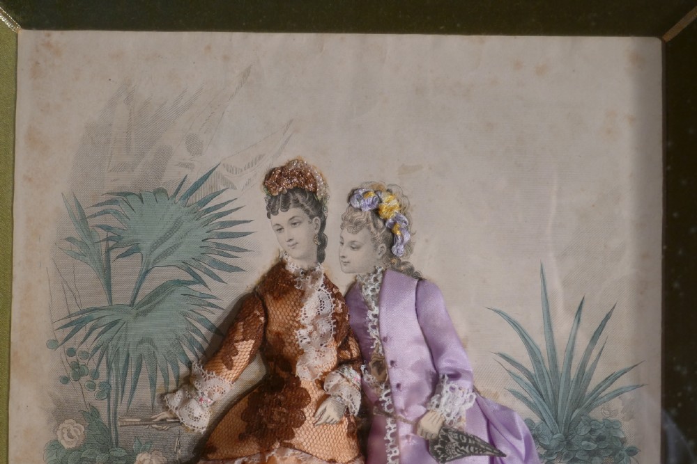 19th Century French Appliqué Framed Fashion Salesman Samples View IX