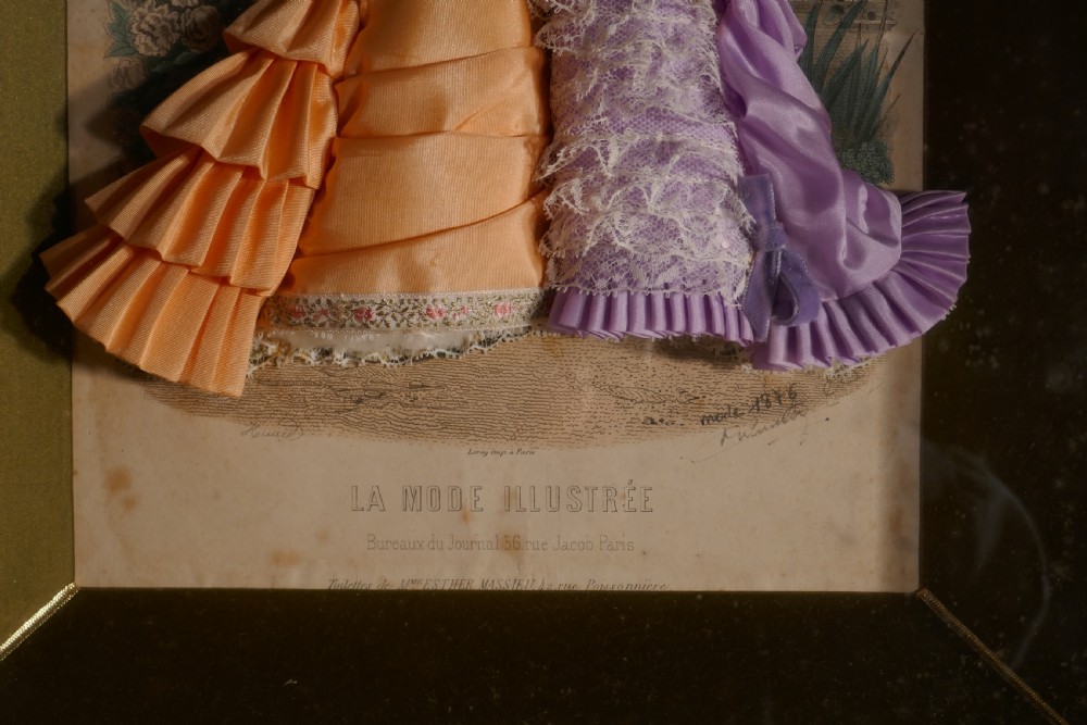 19th Century French Appliqué Framed Fashion Salesman Samples View XI