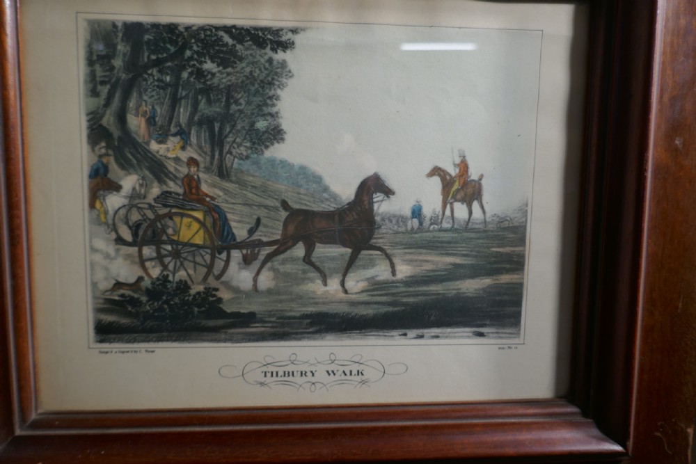 Very Unusual 3 Fold Mahogany Room Divider with Hunting Prints View VIII