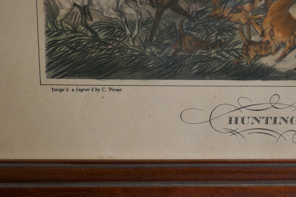 Very Unusual 3 Fold Mahogany Room Divider with Hunting Prints View IX