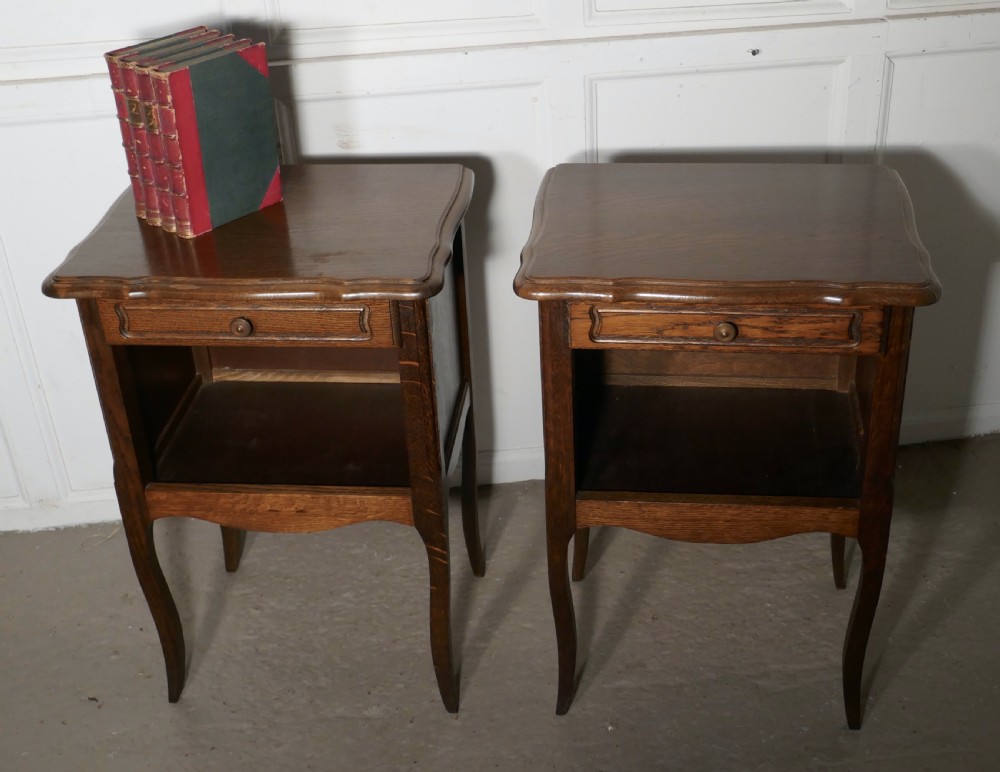 Pair of French Country Oak Bedside Cabinets  View III