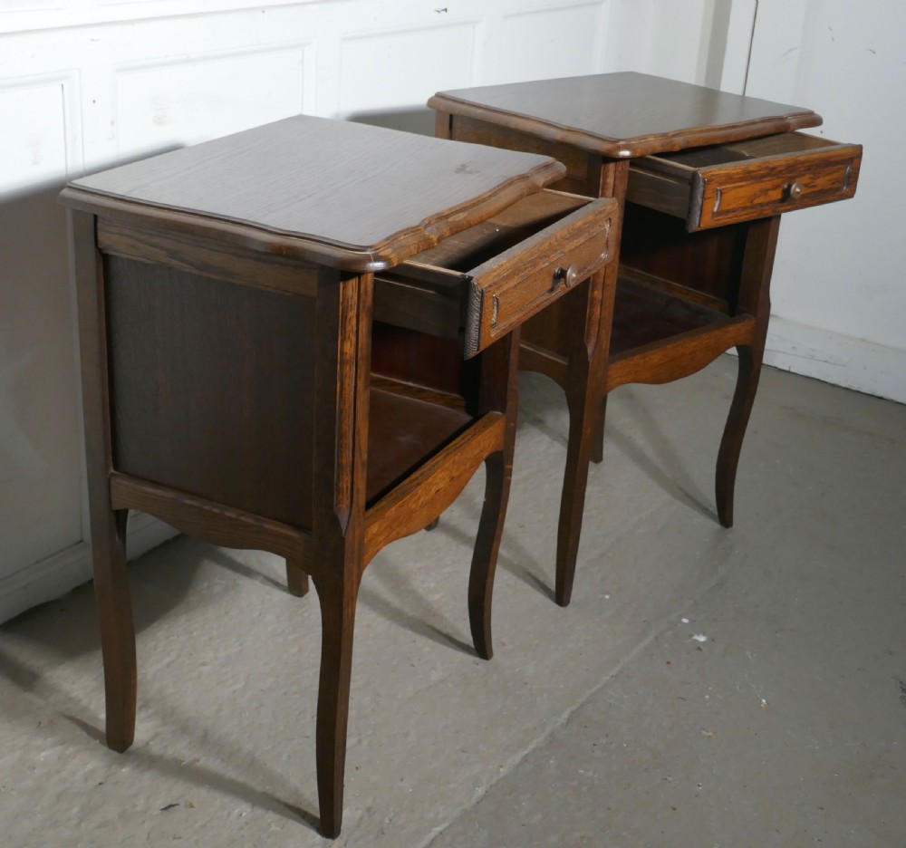 Pair of French Country Oak Bedside Cabinets  View IV