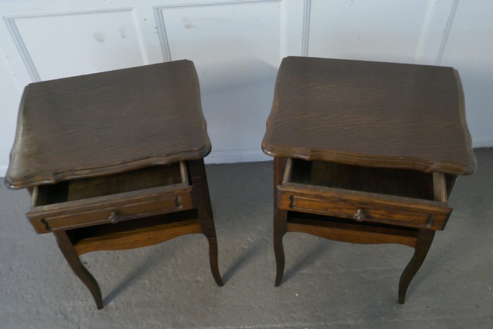 Pair of French Country Oak Bedside Cabinets  View V
