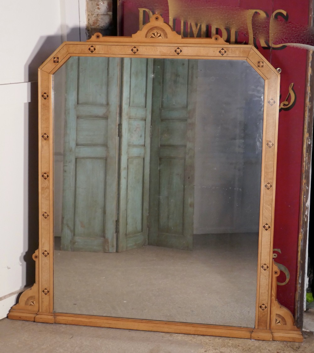 Large Victorian Arts and Crafts Over Mantle Mirror  