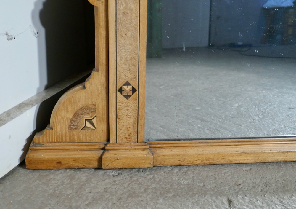 Large Victorian Arts and Crafts Over Mantle Mirror   View V