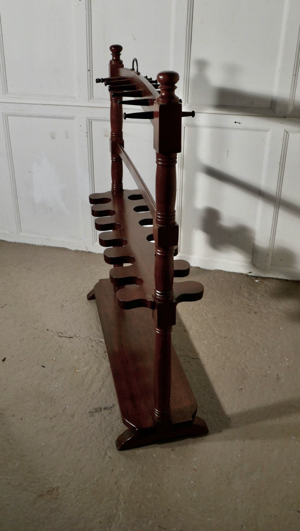 A Double Sided Georgian Mahogany Boot and Whip Rack.  View V