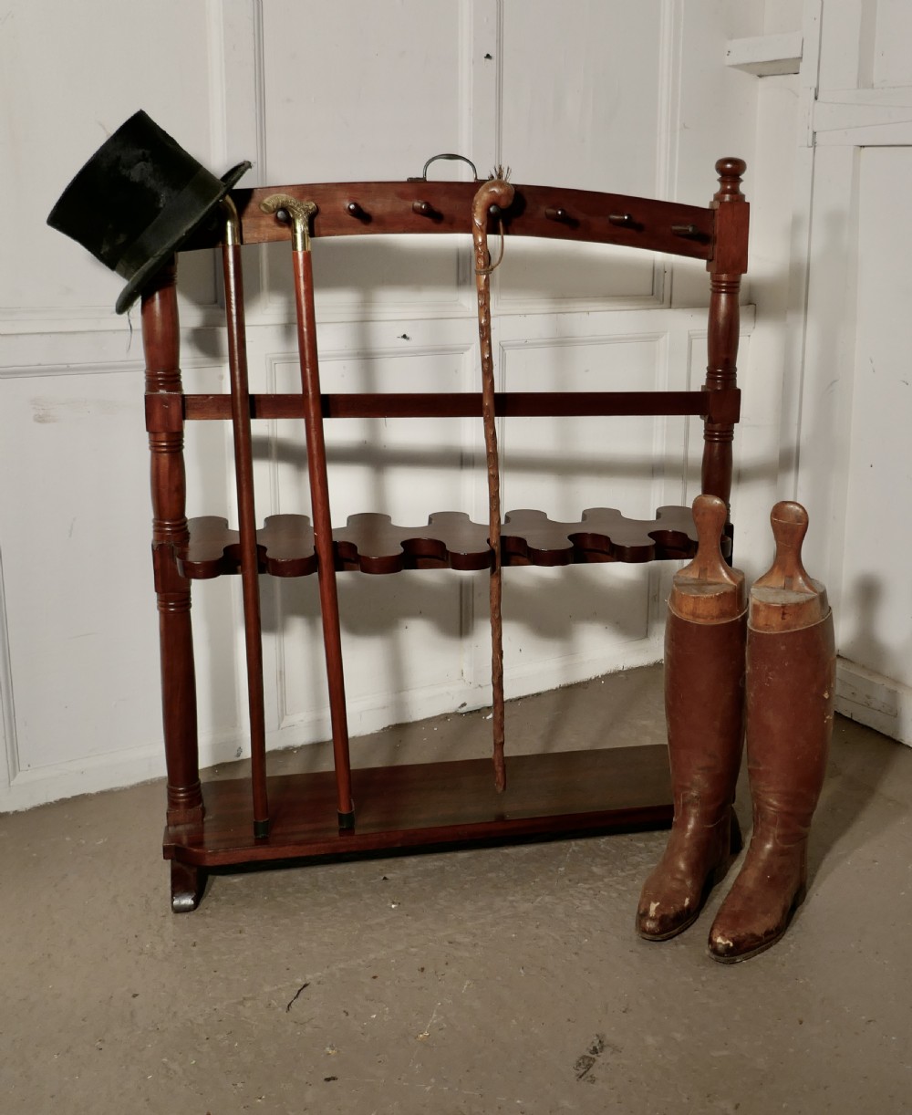 A Double Sided Georgian Mahogany Boot and Whip Rack.  View VI