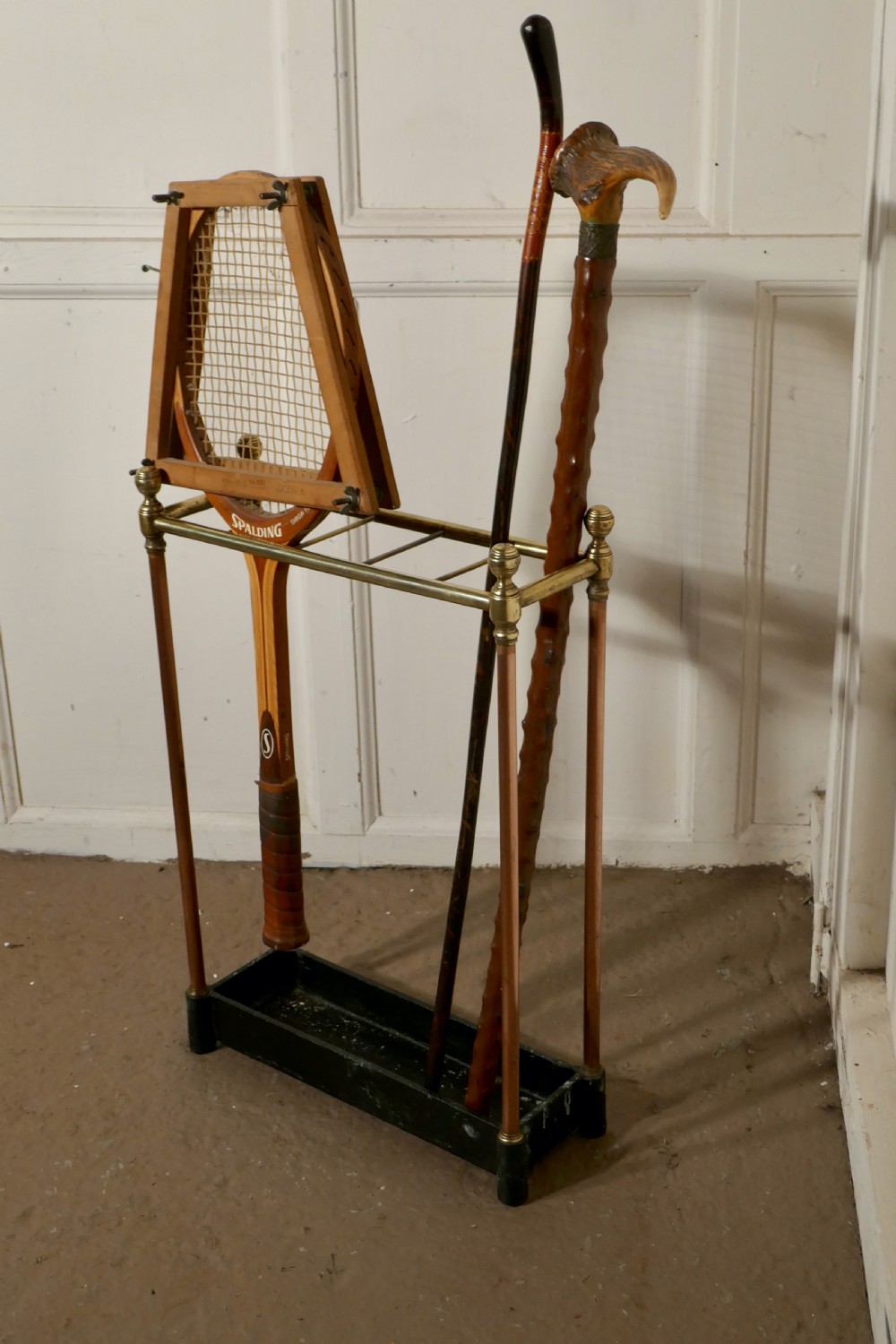 Victorian Brass, Copper and Cast Iron Walking Stick Stand or Umbrella Stand View II