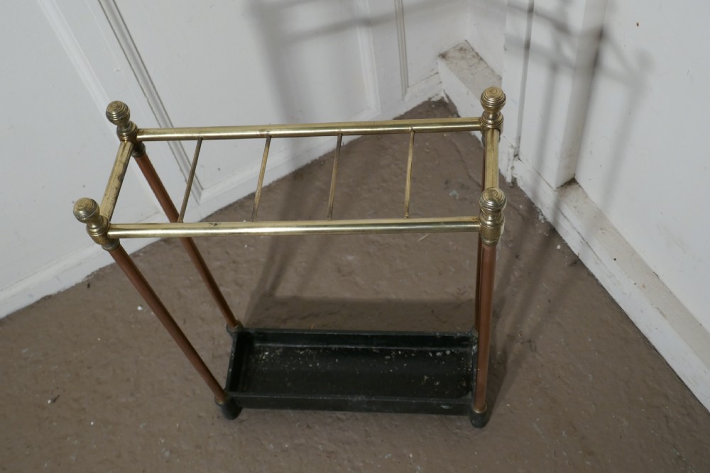 Victorian Brass, Copper and Cast Iron Walking Stick Stand or Umbrella Stand View III