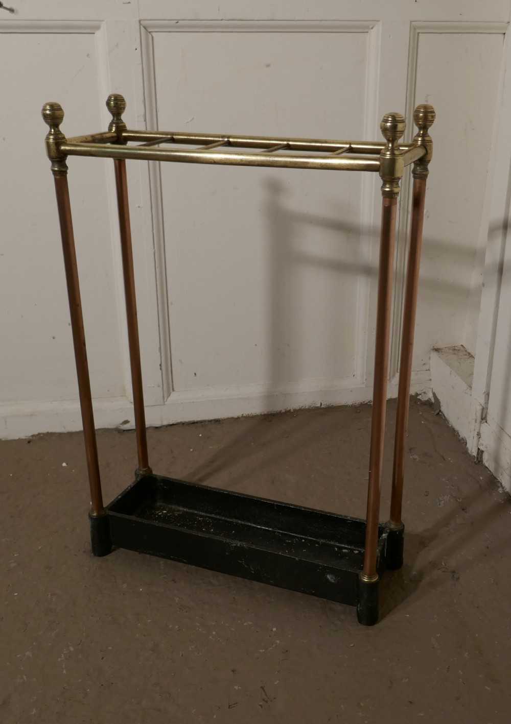 Victorian Brass, Copper and Cast Iron Walking Stick Stand or Umbrella Stand View IV