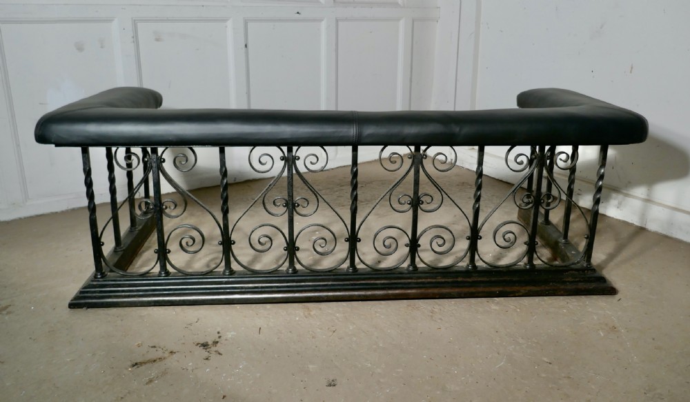 Large Decorative Wrought Iron and Leather Club Fender View II