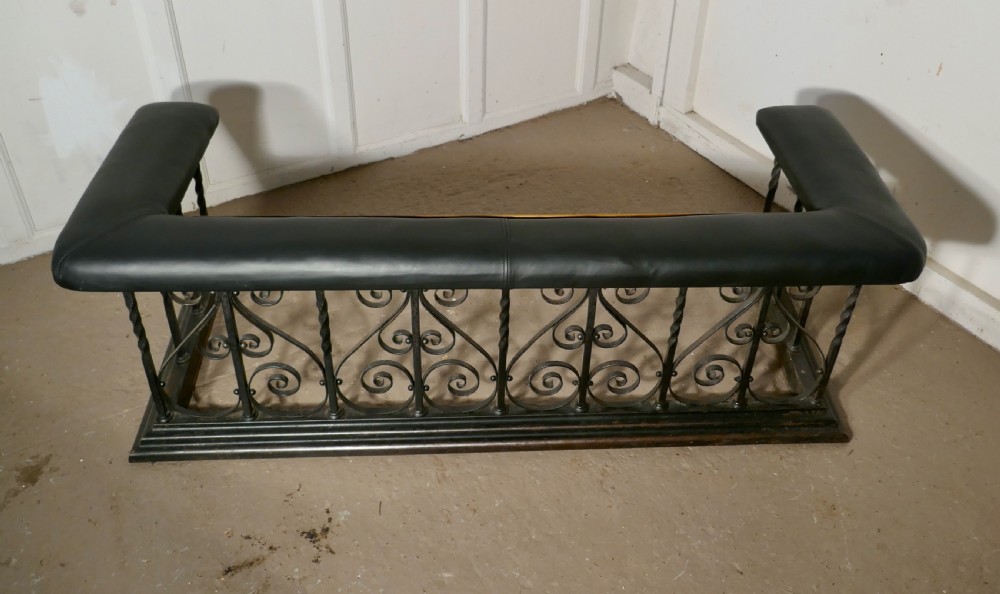 Large Decorative Wrought Iron and Leather Club Fender View III