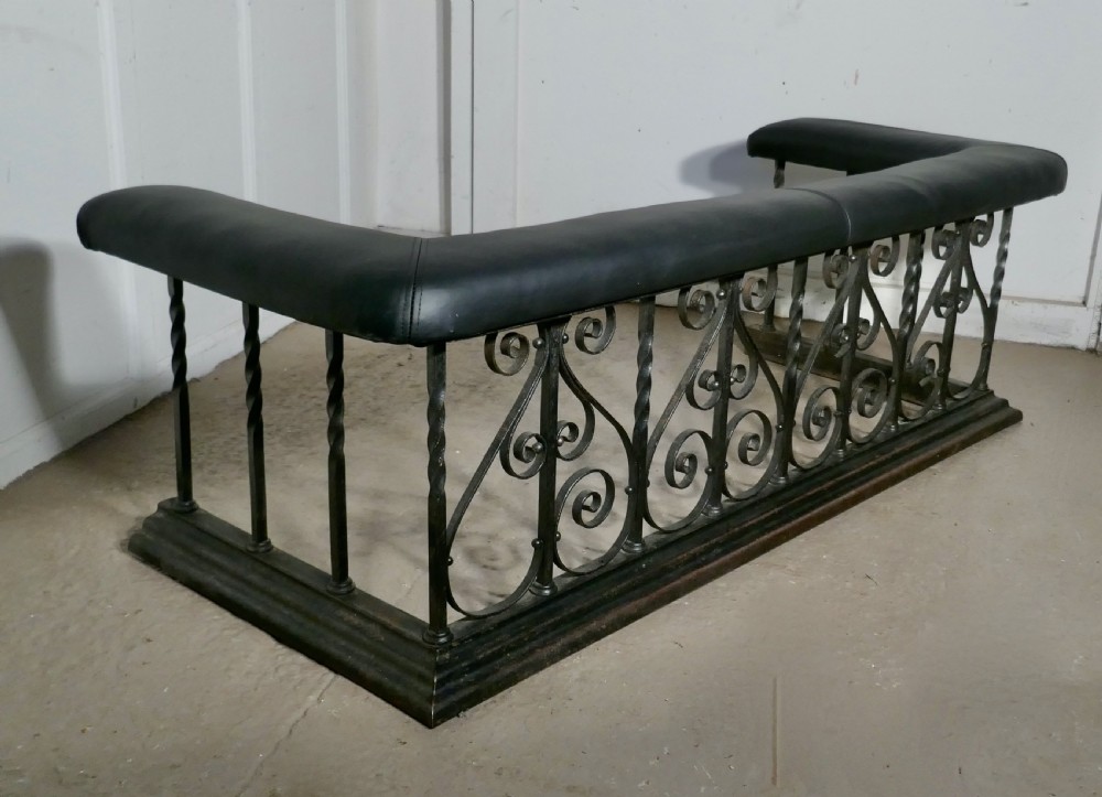 Large Decorative Wrought Iron and Leather Club Fender View IV