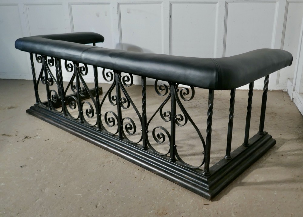 Large Decorative Wrought Iron and Leather Club Fender View V