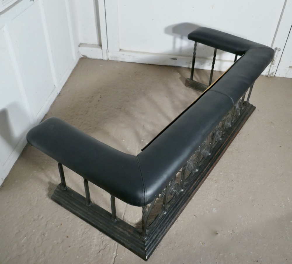 Large Decorative Wrought Iron and Leather Club Fender View VI