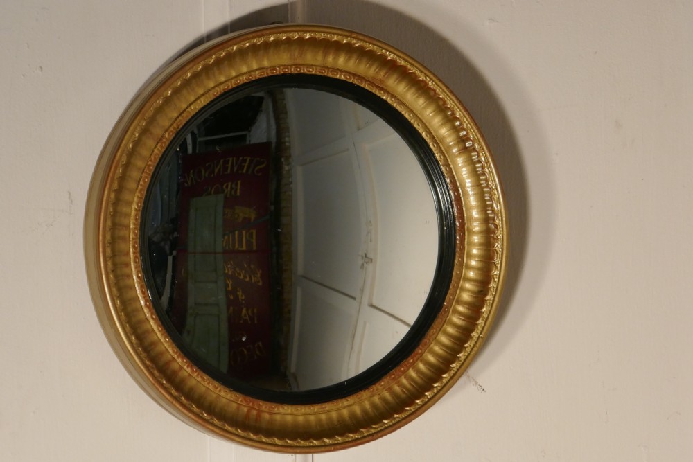 Small Round Frame Gilt Convex Wall Mirror