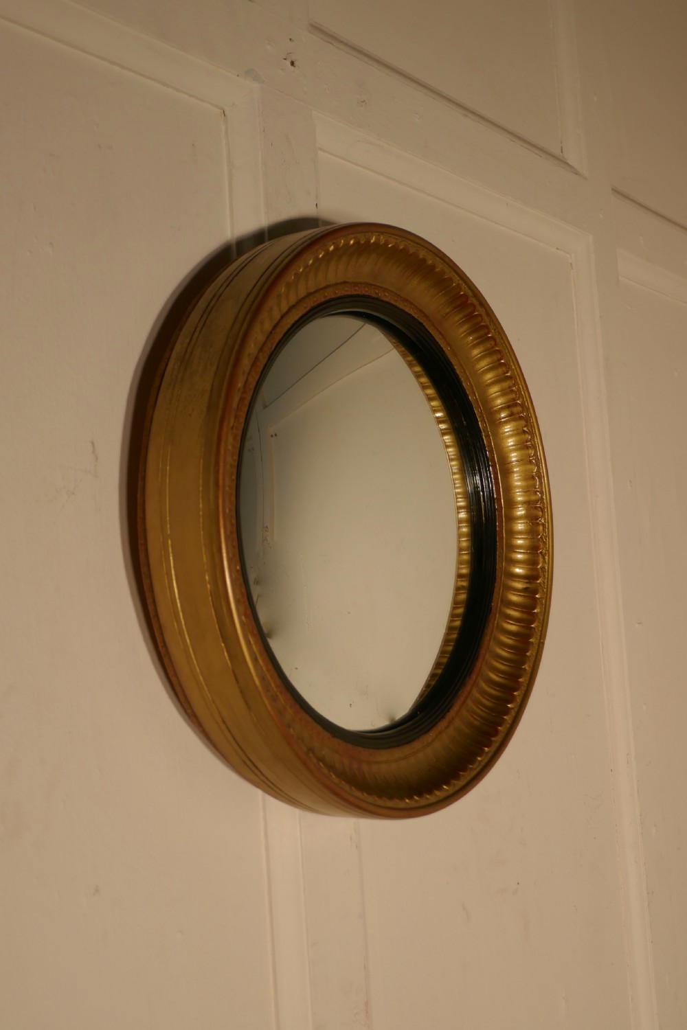 Small Round Frame Gilt Convex Wall Mirror View II
