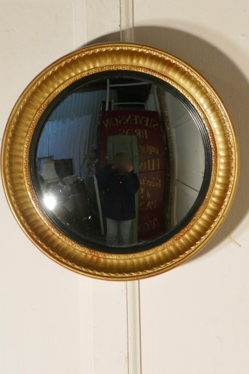 Small Round Frame Gilt Convex Wall Mirror View IV