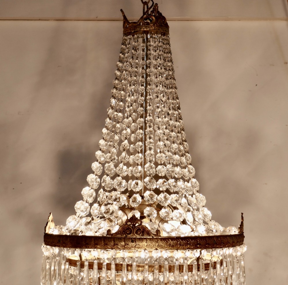 Large French Empire Style Tent and Waterfall Chandelier View IV