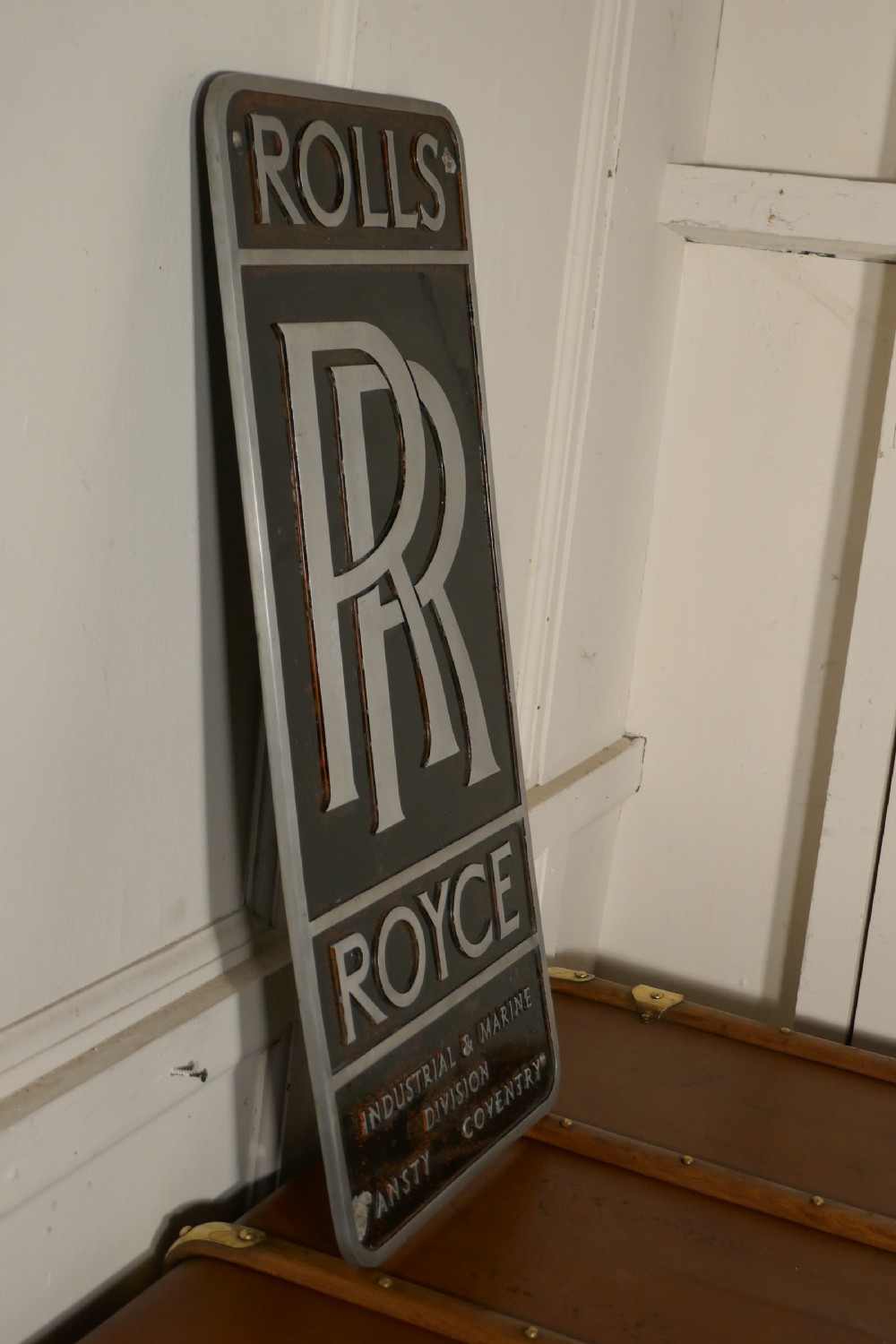 Large Original Cast Aluminium Rolls Royce Garage Wall Plaque  View V