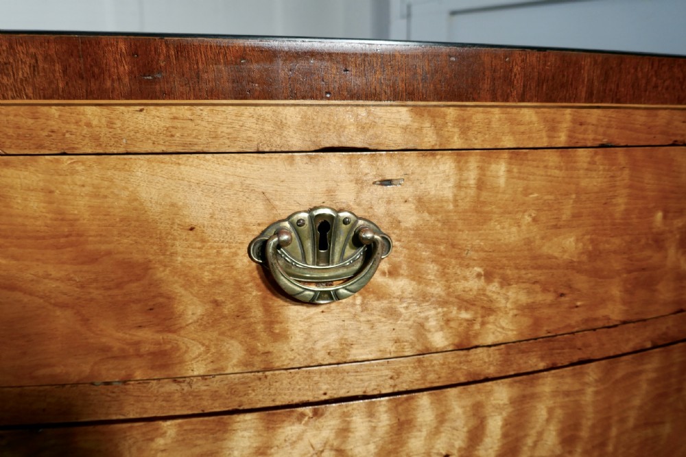 Art Deco 4 Drawer Bow Front Chest of Drawers in Bird’s Eye Maple View VII