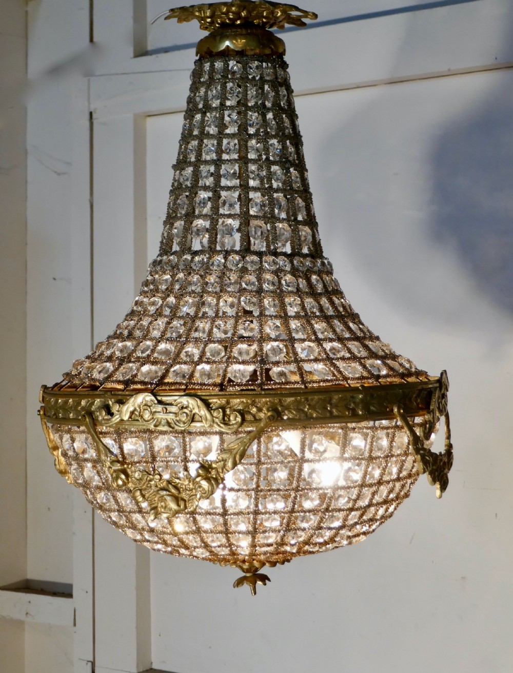 Large French Rocco Style Bag and Tent Chandelier View II